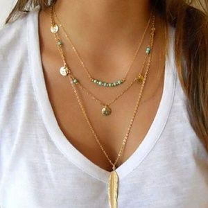 Layered Feather Necklace